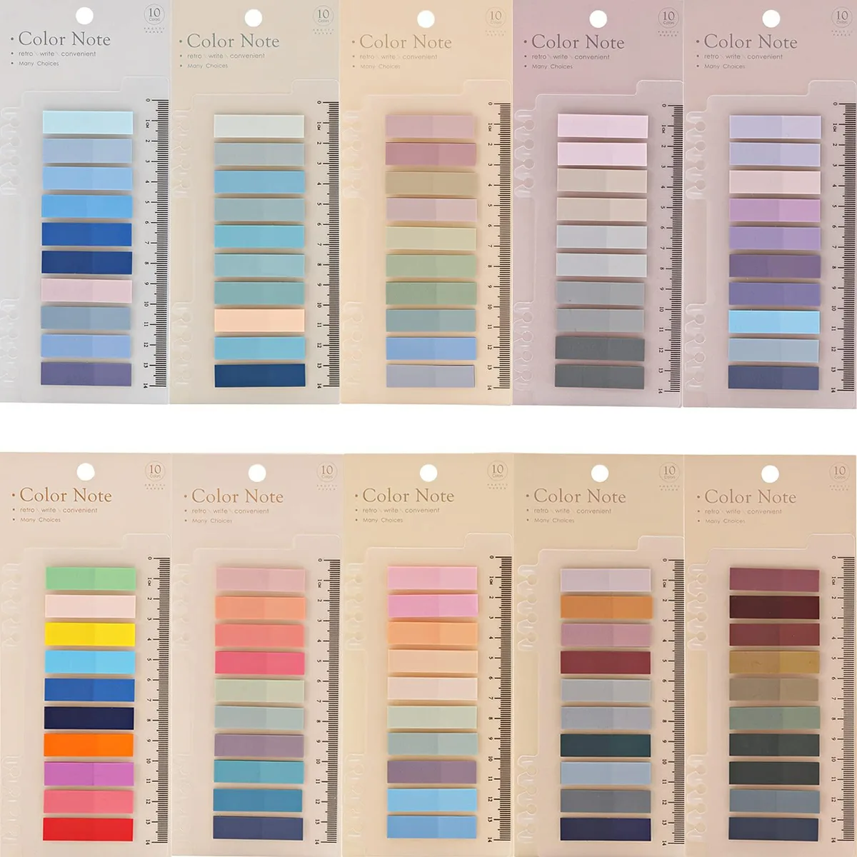 Multicolor translucent sticky tabs in rectangular dispenser box