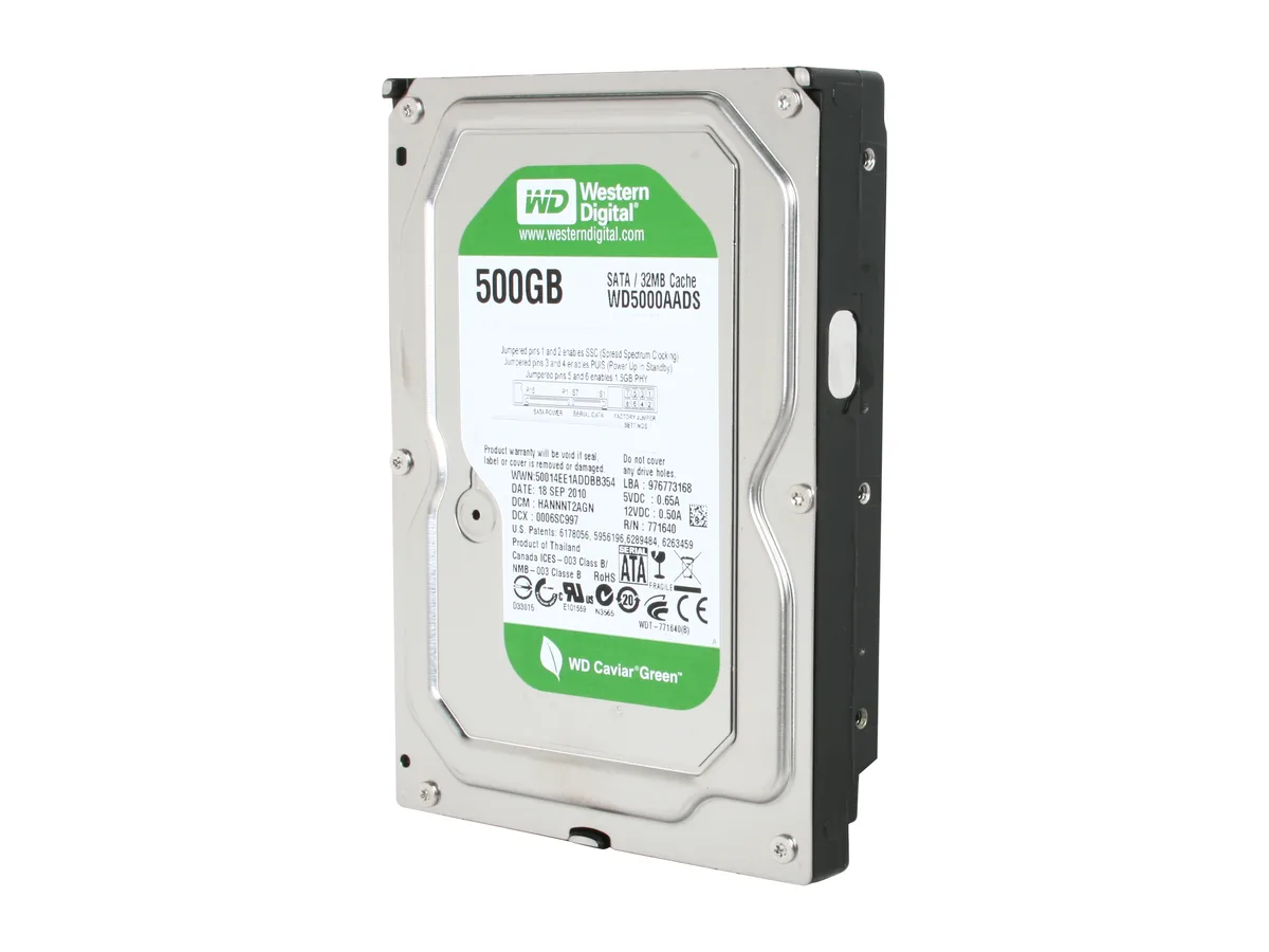 Western Digital Western Digital WD5000AADS 500GB 7200 RPM 32MB Cache SATA 3.0Gb/s 3.5" internal hard drive — product photo