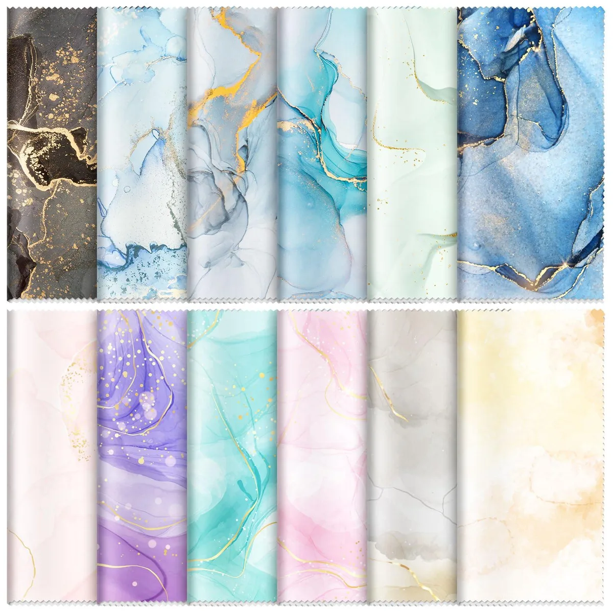 Stack of 24 square microfiber cloths with marble patterns