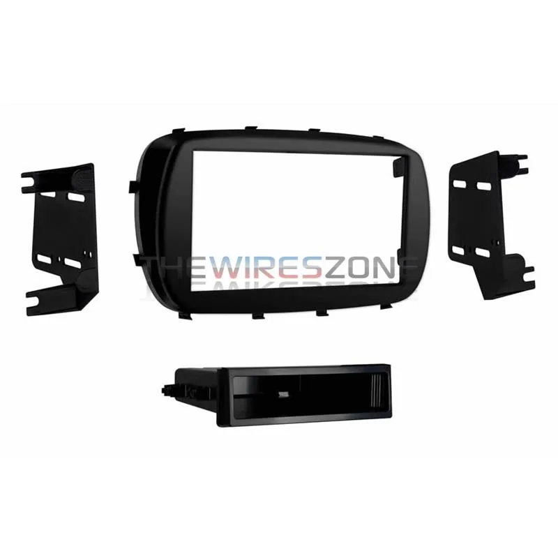 Matte black single DIN dash kit with pocket for Fiat 500X