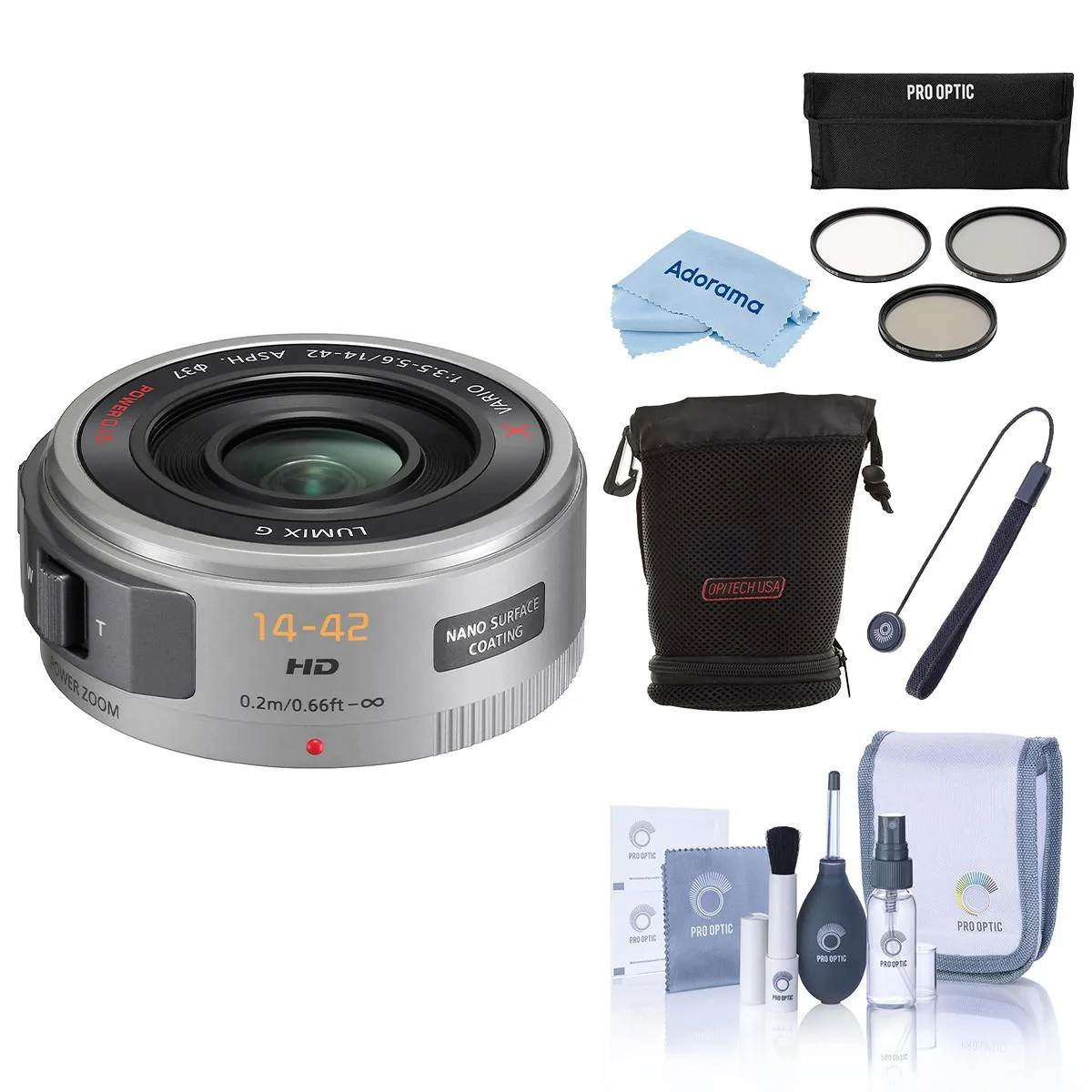 Panasonic Panasonic Lumix G X Vario PZ 14-42mm f/3.5-5.6 ASPH. Silver Bundle camera lens — product photo