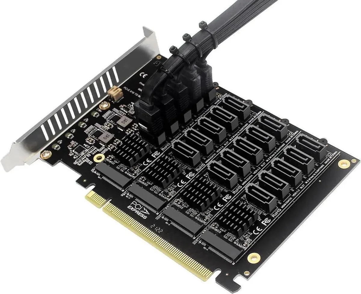 SMUGDESK SMUGDESK PH44+PH56 PCIe 4.0 X16 20-Port SATA NVMe RAID Adapter — product photo