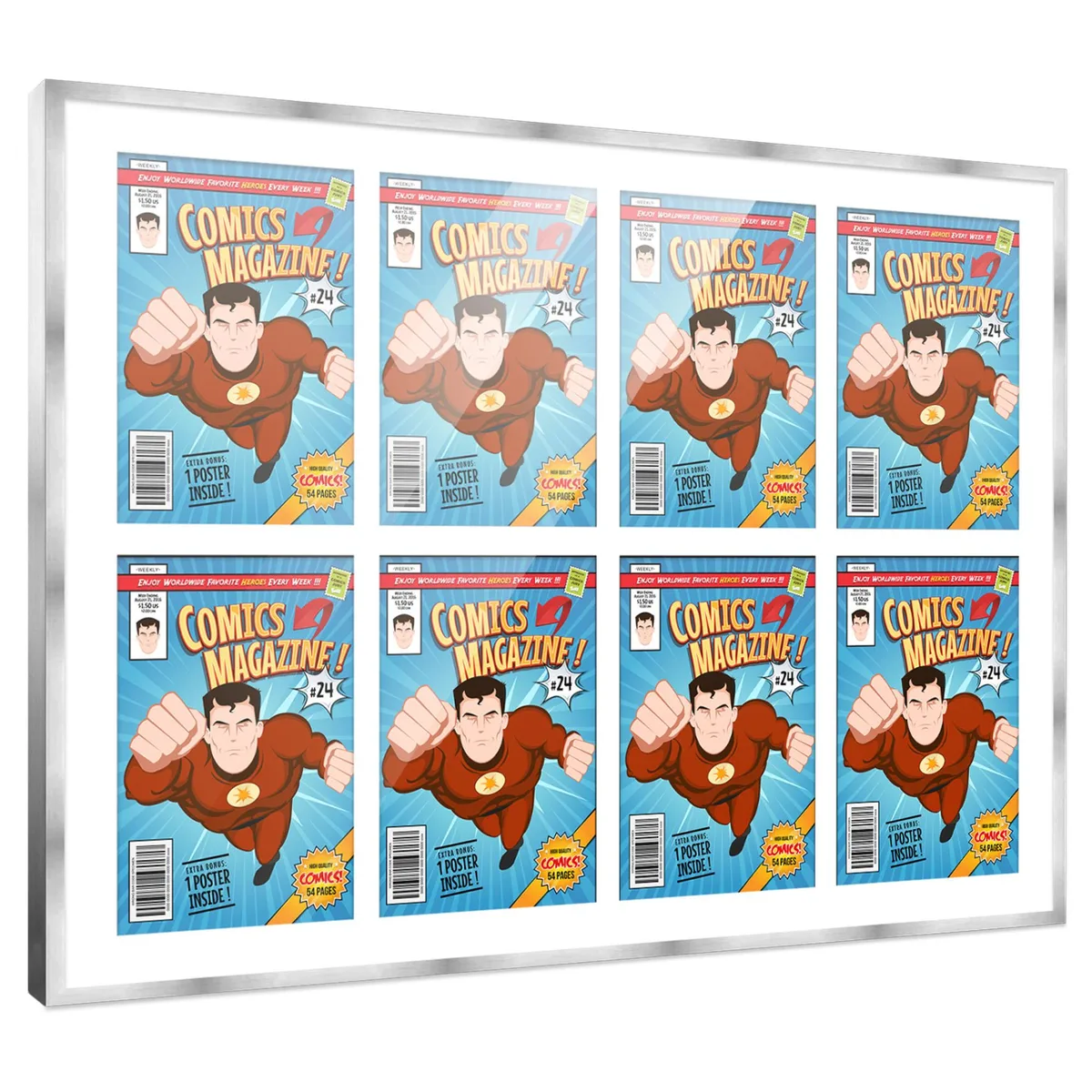 CustomPictureFrames.com CustomPictureFrames.com Silver Wood Comic Frame 37.5x26.5 8 Silver Age Comics 1956-1970 — product photo