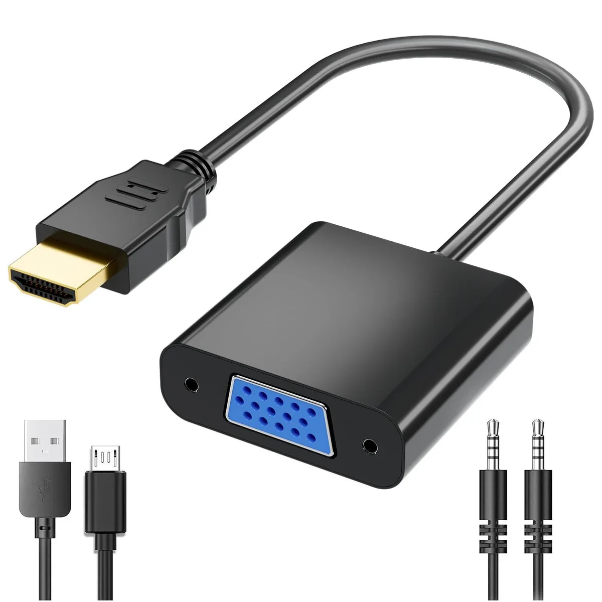 KEHIPI KEHIPI HDMI to VGA adapter male to female 3.5mm audio USB power 1080p 60Hz — product photo