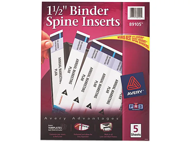 White cardstock binder spine inserts, 25 pack