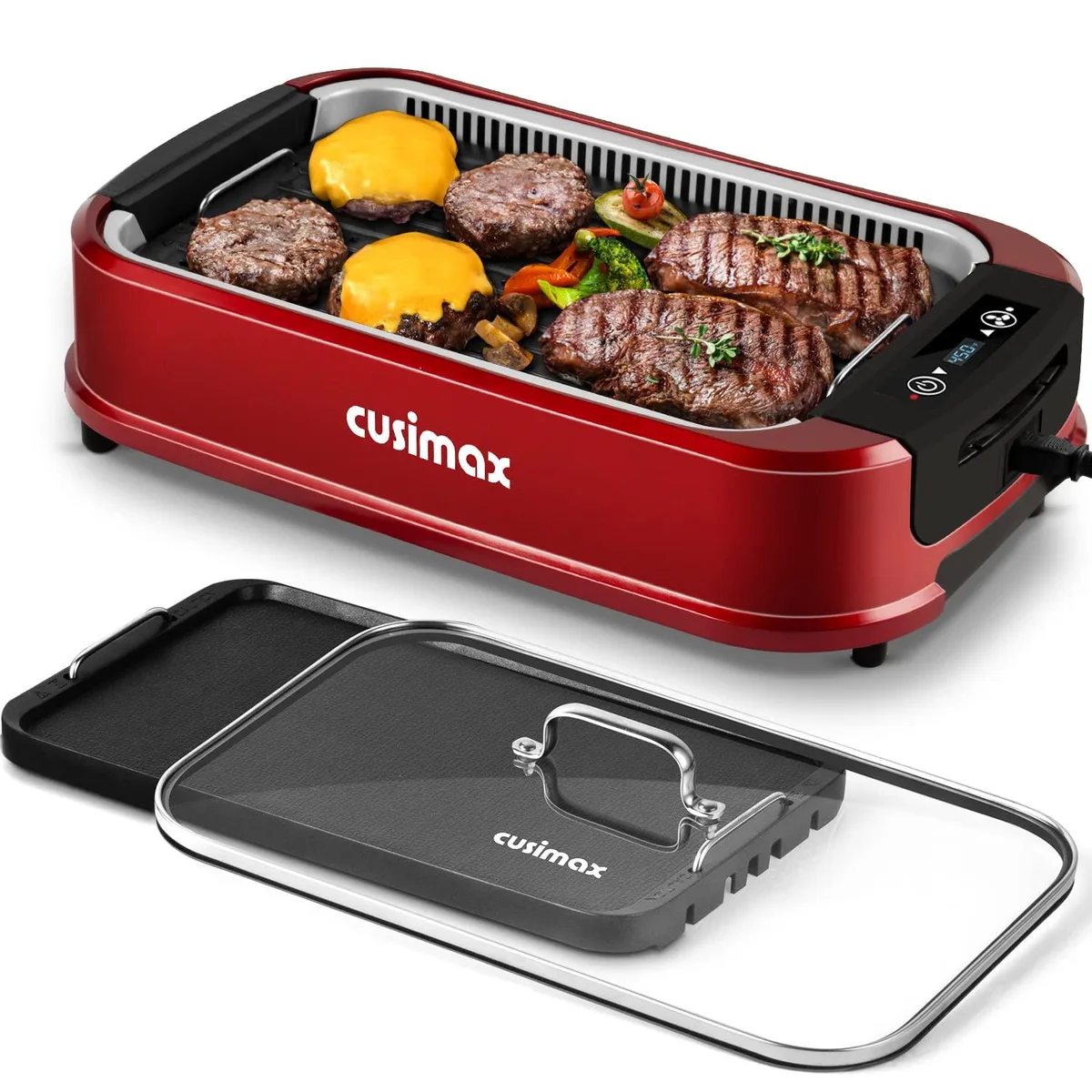  CUSIMAX GR-200A Smokeless Indoor Grill Red Double Plates 1500W — product photo