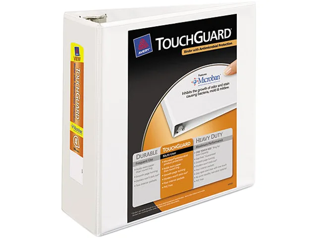 Avery Avery 17145 Touchguard Antimicrobial View Binder 4" Slant Rings White — product photo