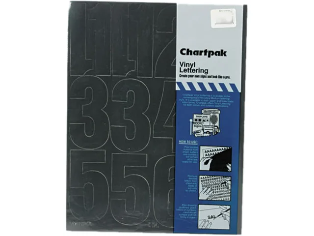 Black self-adhesive vinyl numbers 4 inch height 23 pack Chartpak 1193