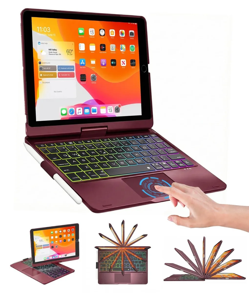 Pink keyboard case with 360-degree rotating hinge for 10.2 or 10.5 inch iPad