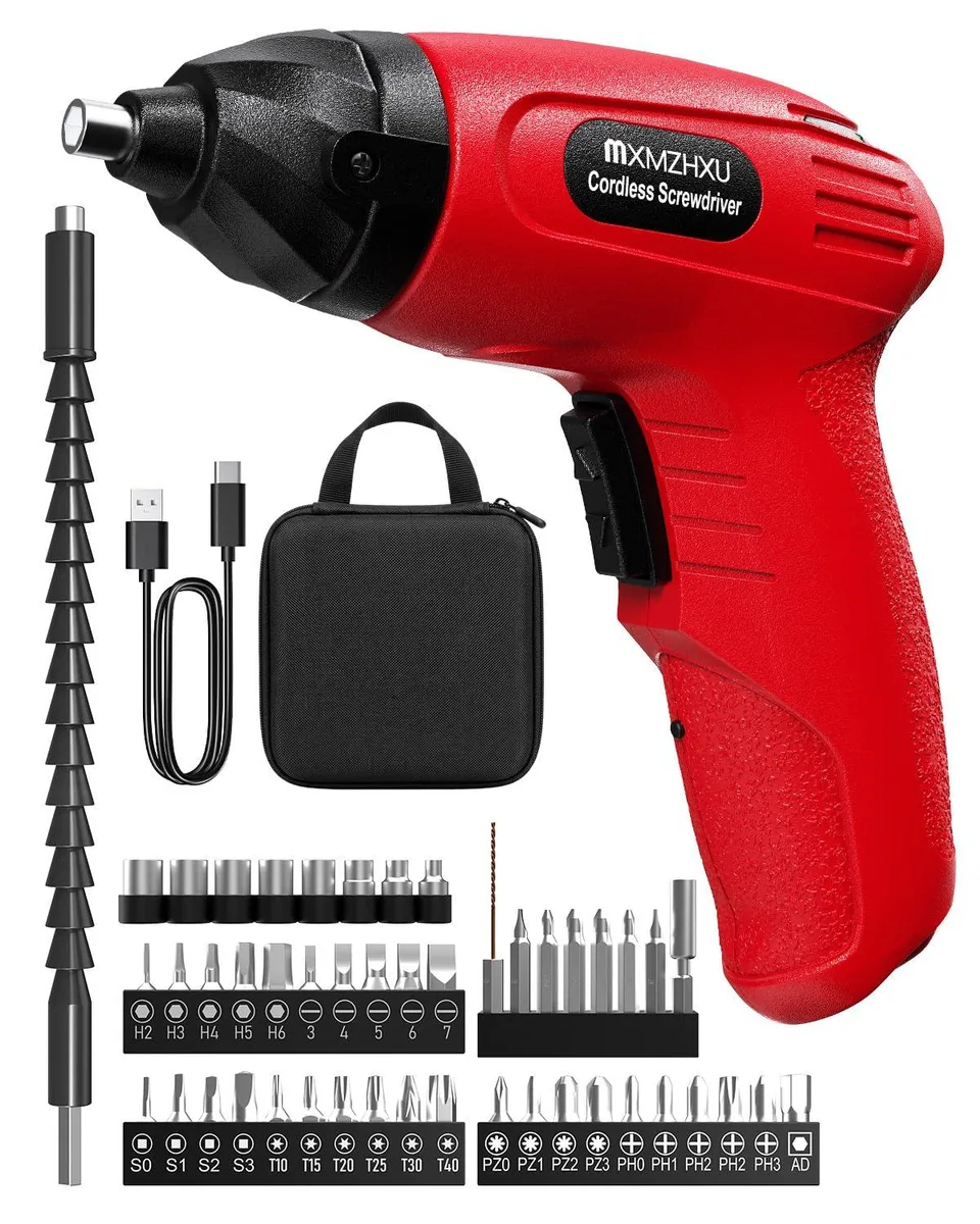  MXMZHXU T01MX011-MX-US 3.6V cordless screwdriver 50-piece set 6 N.m 200 RPM 1.5h Type-C charge — product photo