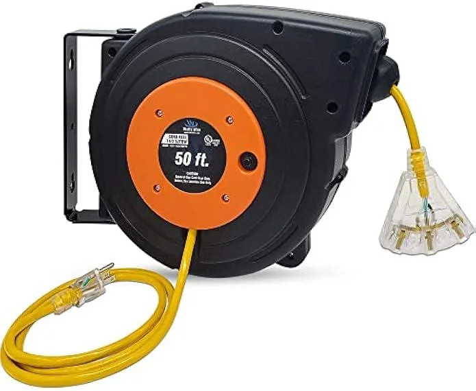 TAURKENAM TAURKENAM 50 ft 14 Gauge Retractable Extension Cord Reel 13 Amp power adapter — product photo