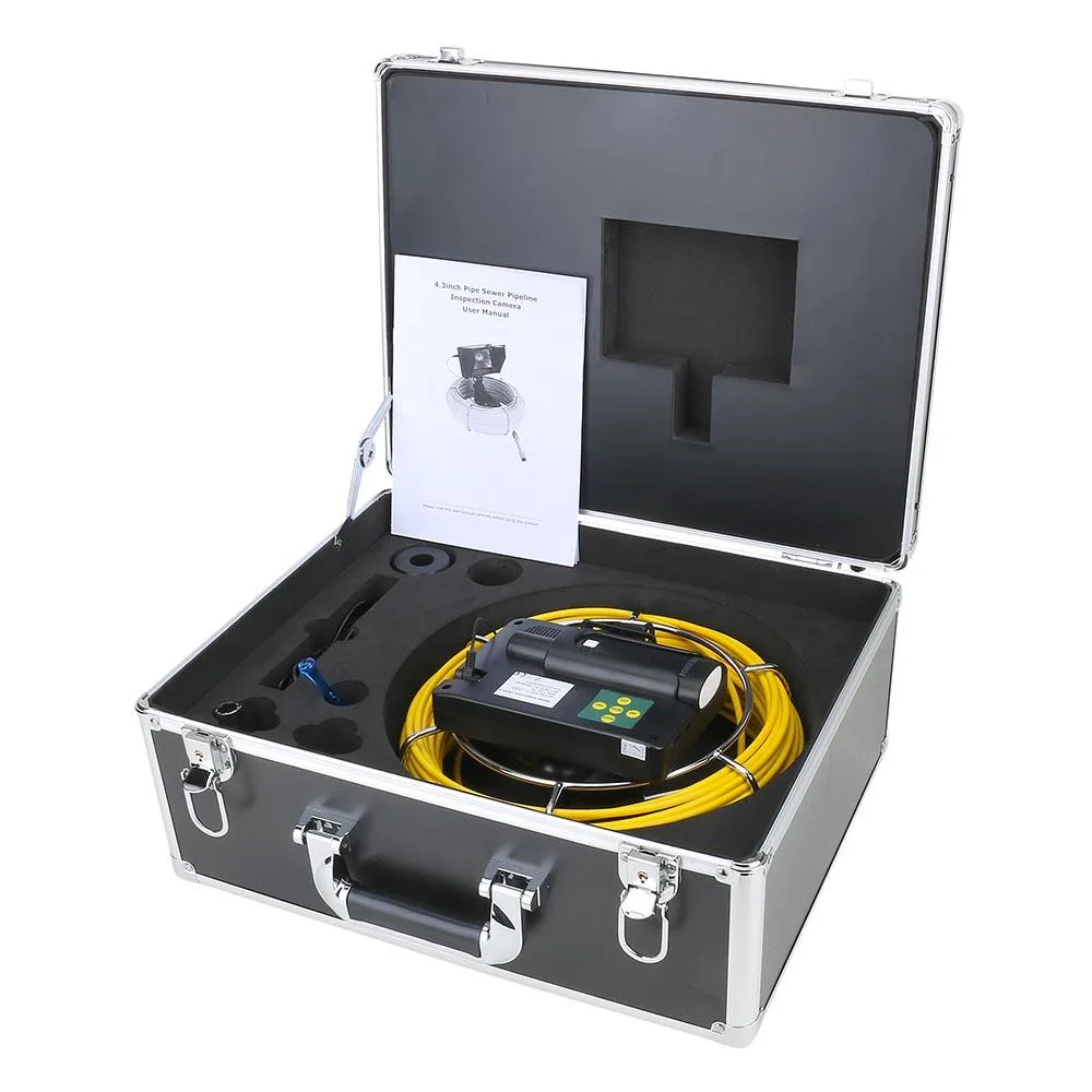 China Bks China Bks 17mm 40M IP68 Sewer Inspection Camera 1200 TVL 5in Monitor 1.5in 960x480 4400mAh 18650 — product photo