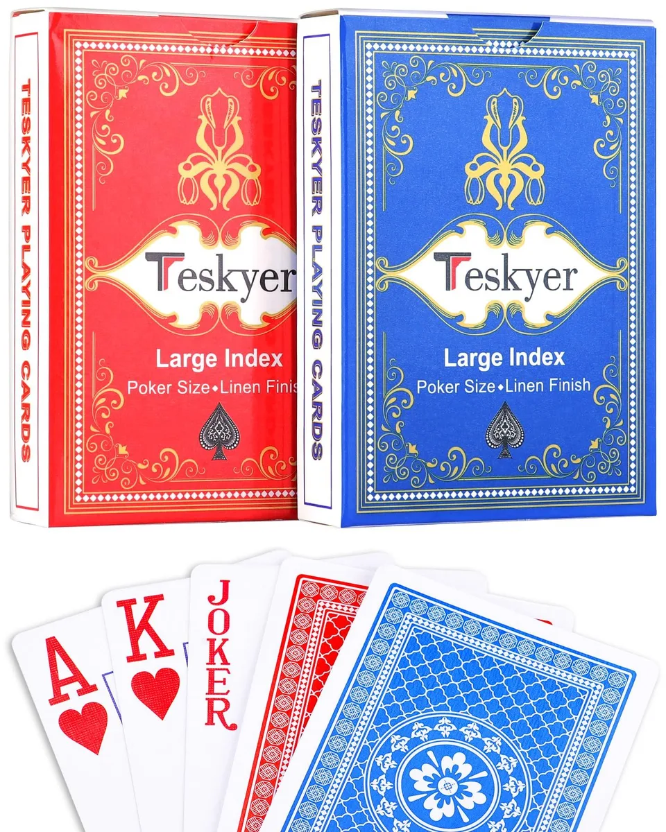  Worry Free Gadgets ZZ-US-PLAYINGCARDS-2 2 Pack Poker Size Large Print Game — product photo