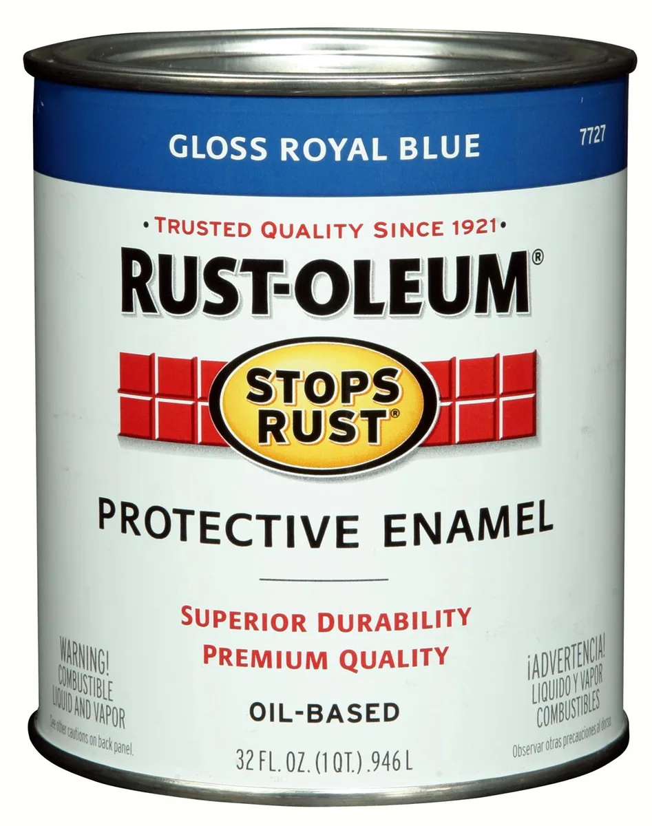 Metal quart can of Royal Blue gloss enamel paint