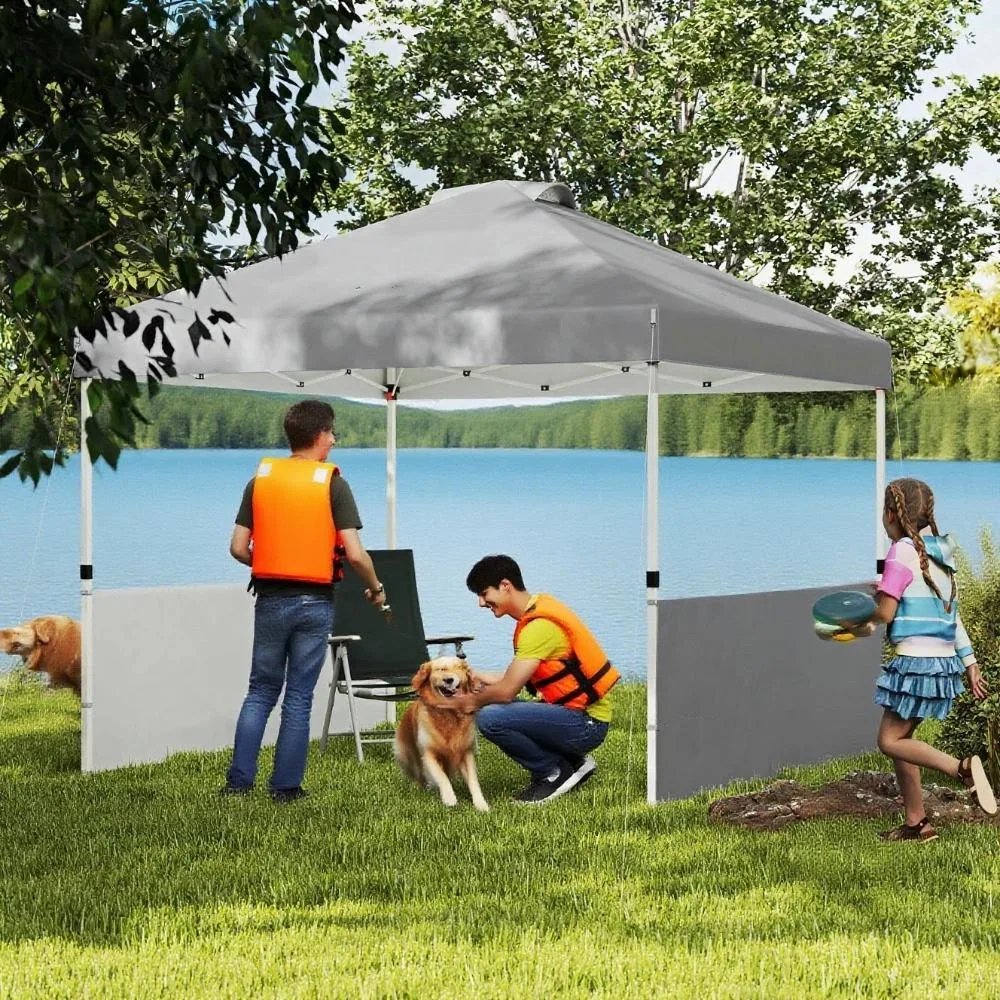 Bullride Bullride 10x10 ft Pop-Up Canopy with 2 Half Sidewalls, Wheeled Bag, Dark Gray — product photo