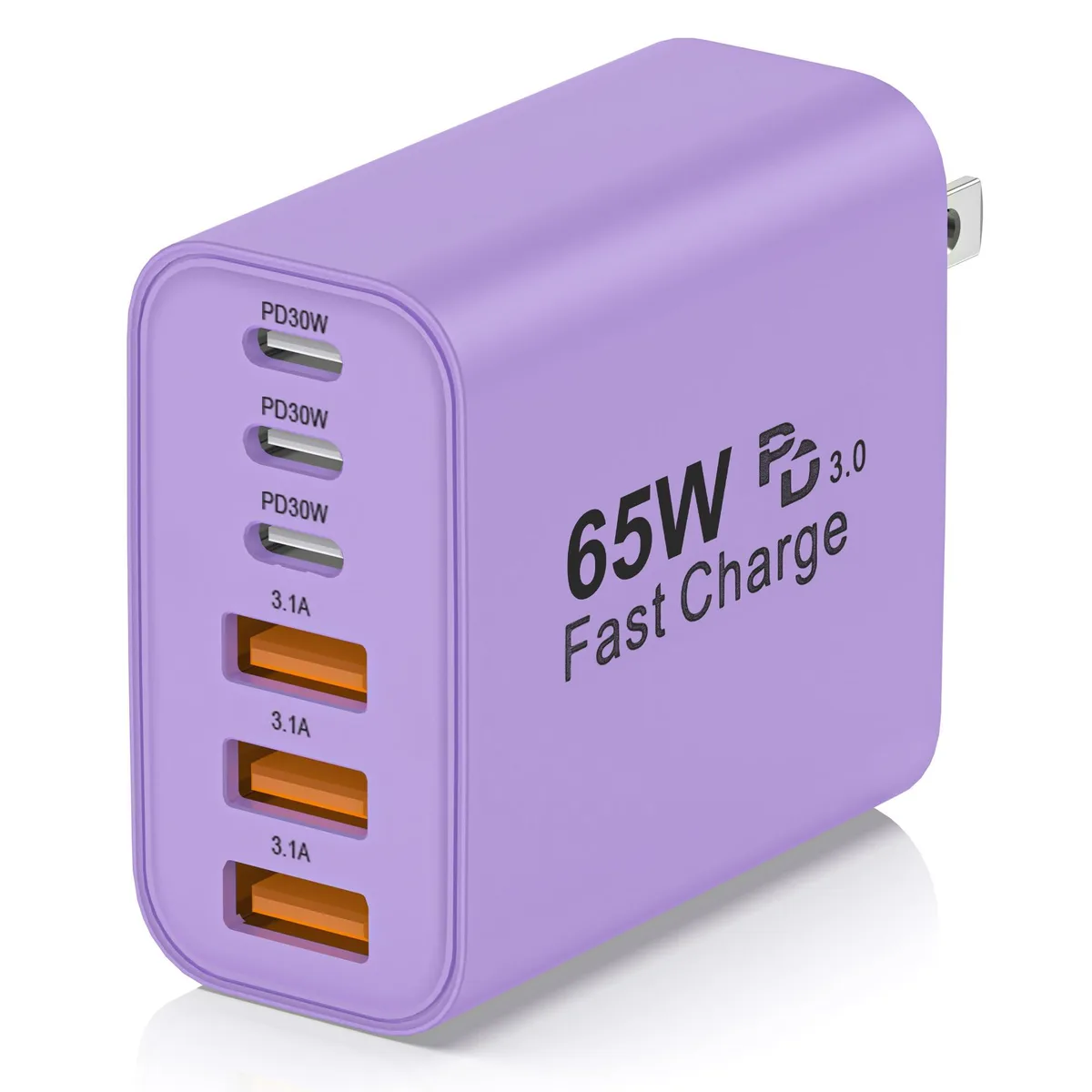  hibiker 65W 6-Port USB Charger Purple — product photo