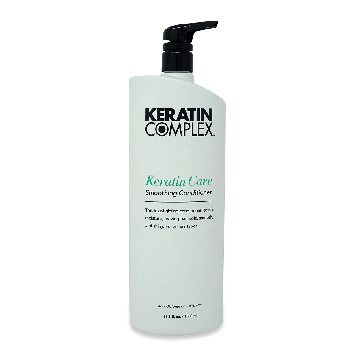 Large white pump bottle of Keratin Complex smoothing conditioner, 33.8oz 1000ml