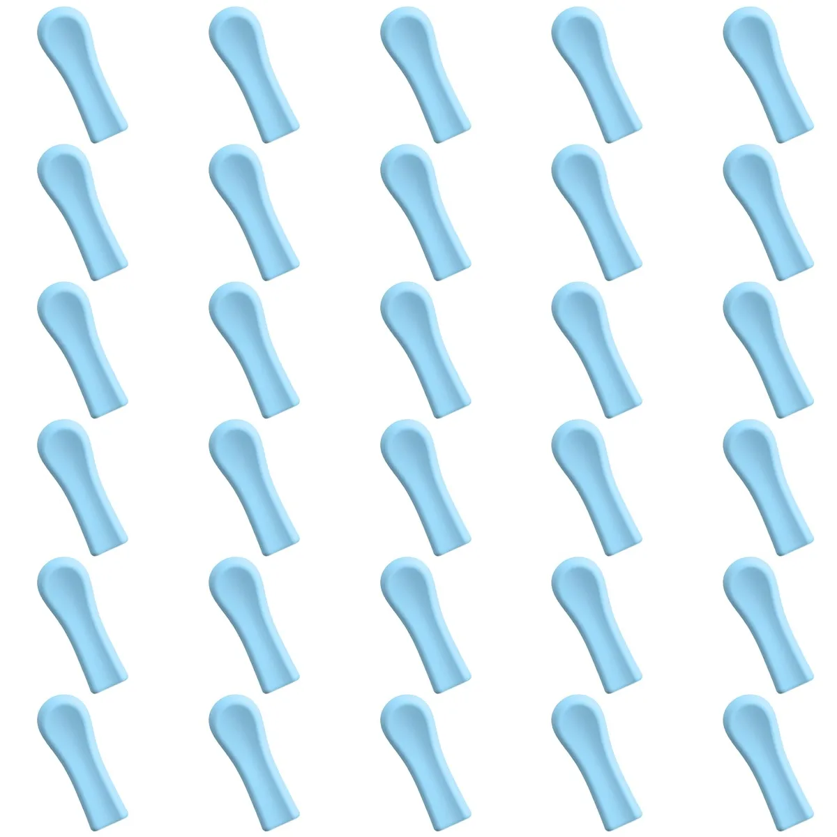 Blue silicone ear tips in a bulk pack of thirty pieces