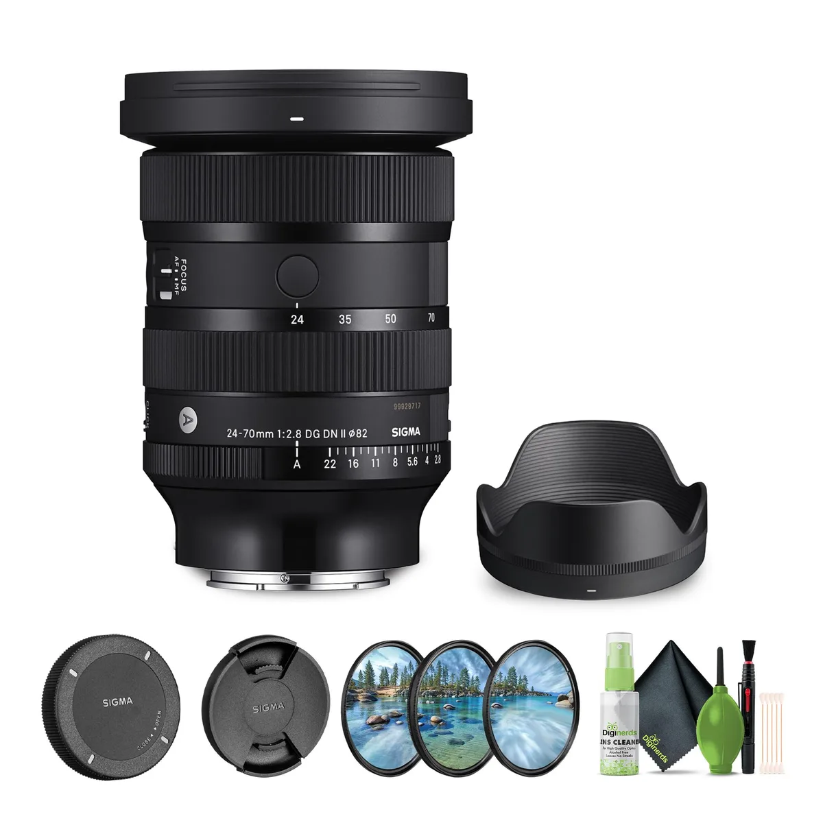 SIGMA SIGMA 24-70mm f/2.8 DG DN II Art Sony E Bundle 3 camera lens — product photo