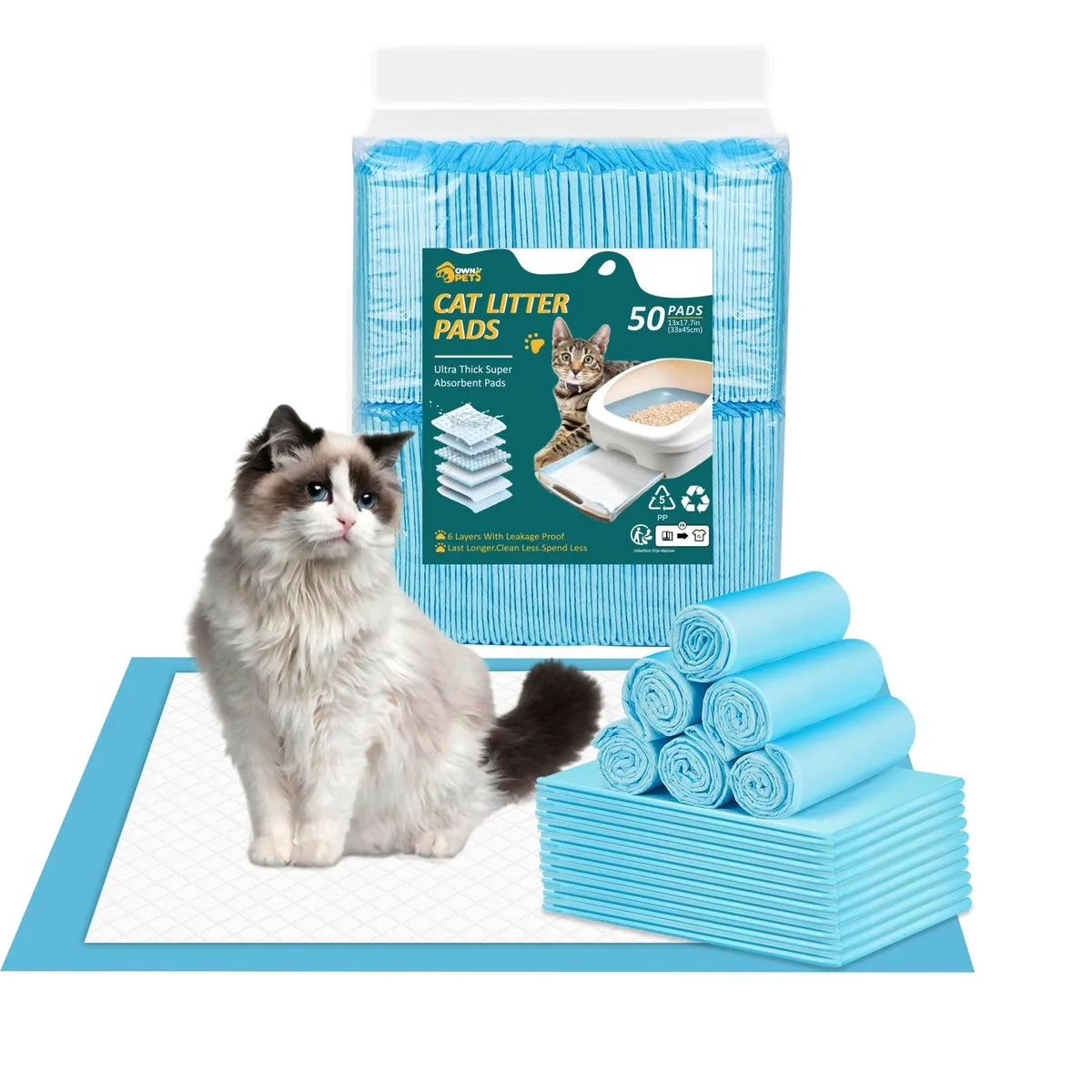 Ownpets Ownpets PET0131S pet - litter mat 50 pieces small 17.7 x 13 inches — product photo