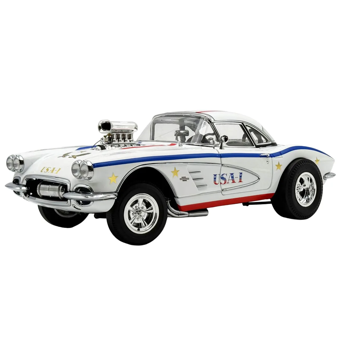ACME ACME 1961 Chevrolet Corvette Grand Sport Gasser "USA-1" White Blue Red Stripes 1/18 Limited Edition 362 Pieces — product photo