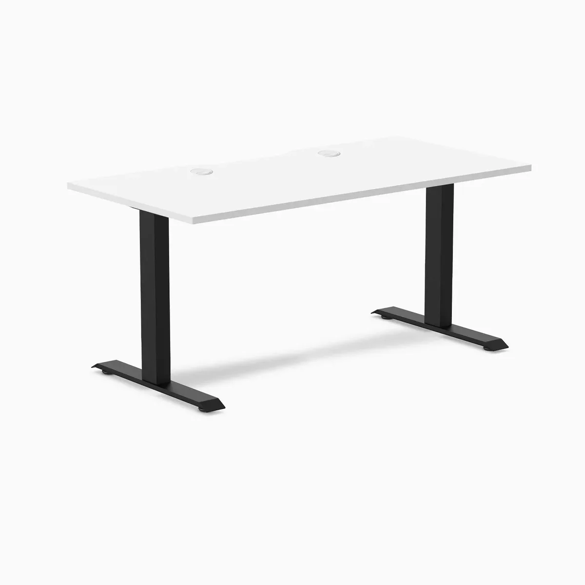 Desky Desky Zero Scalloped Laminate Desk White / Matte Black 59.1 x 29.5 in with Grommets — product photo