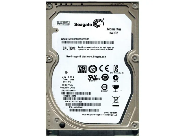 Seagate Seagate ST9640423AS 640GB 5400 RPM 16MB Cache SATA 2.5" laptop hard drive — product photo