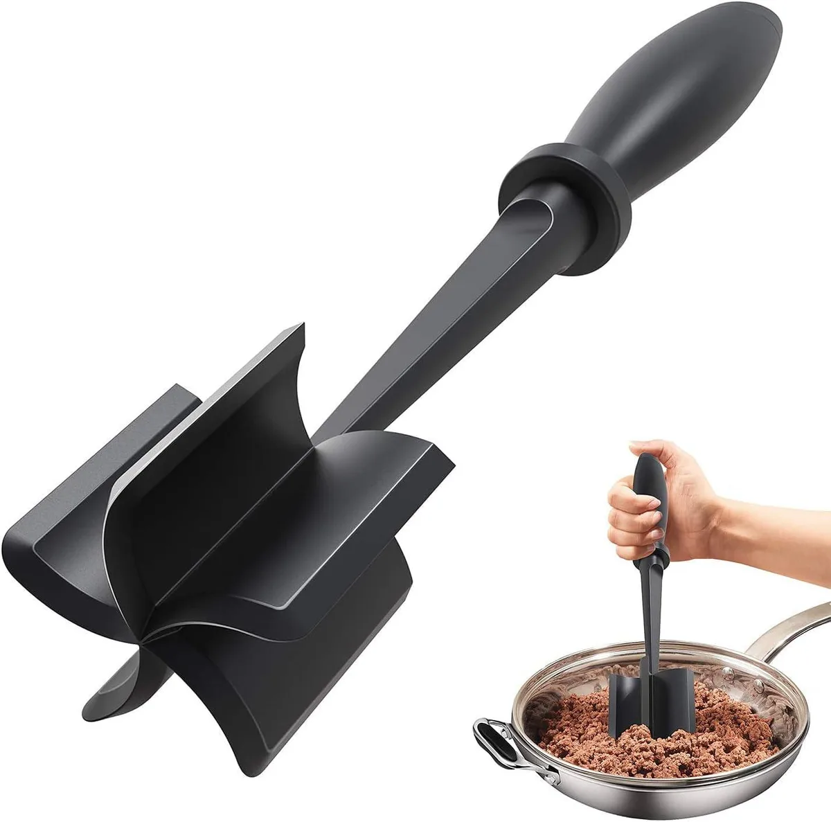 Black nylon five-blade meat chopper with ergonomic handle