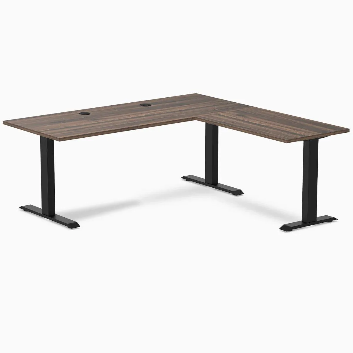 Desky Desky Zero Laminate L-Shape Desk Jarrah Legno Matte Black 70.9x29.5x68.9x23.6in Grommets — product photo