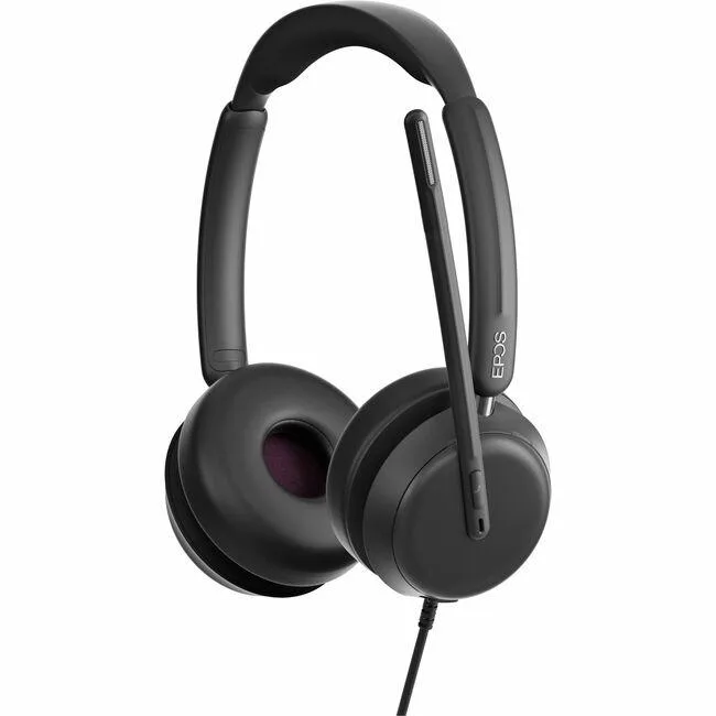 EPOS IMPACT 860 stereo headset, over-the-head, on-ear cups, boom microphone, USB-C cable with USB-A adapter