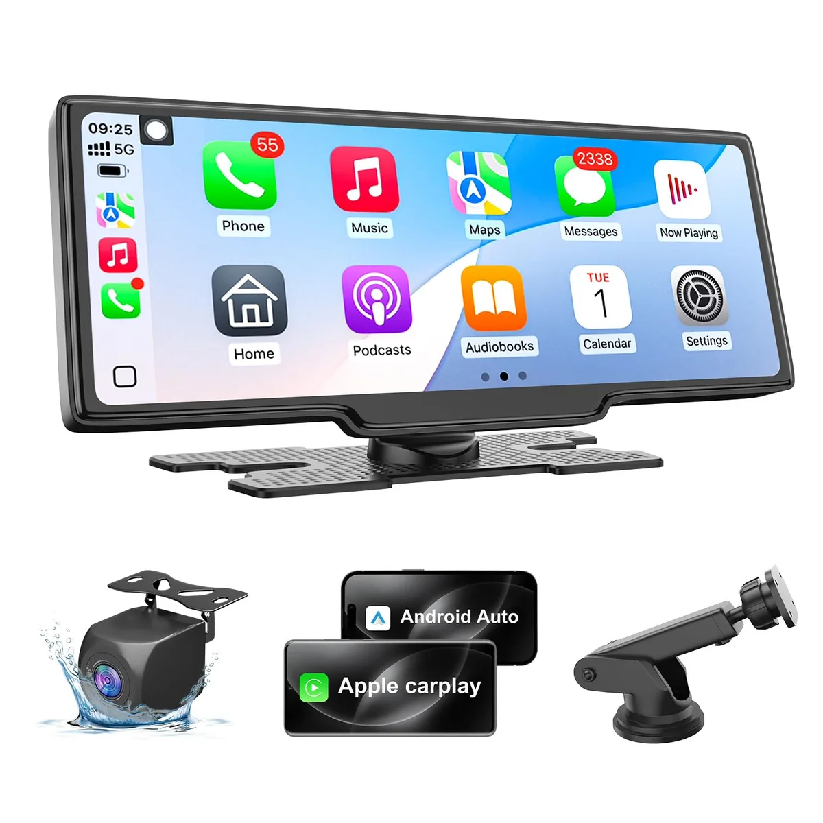 Rectangular 10.26 inch touchscreen with backup camera, dark matte finish