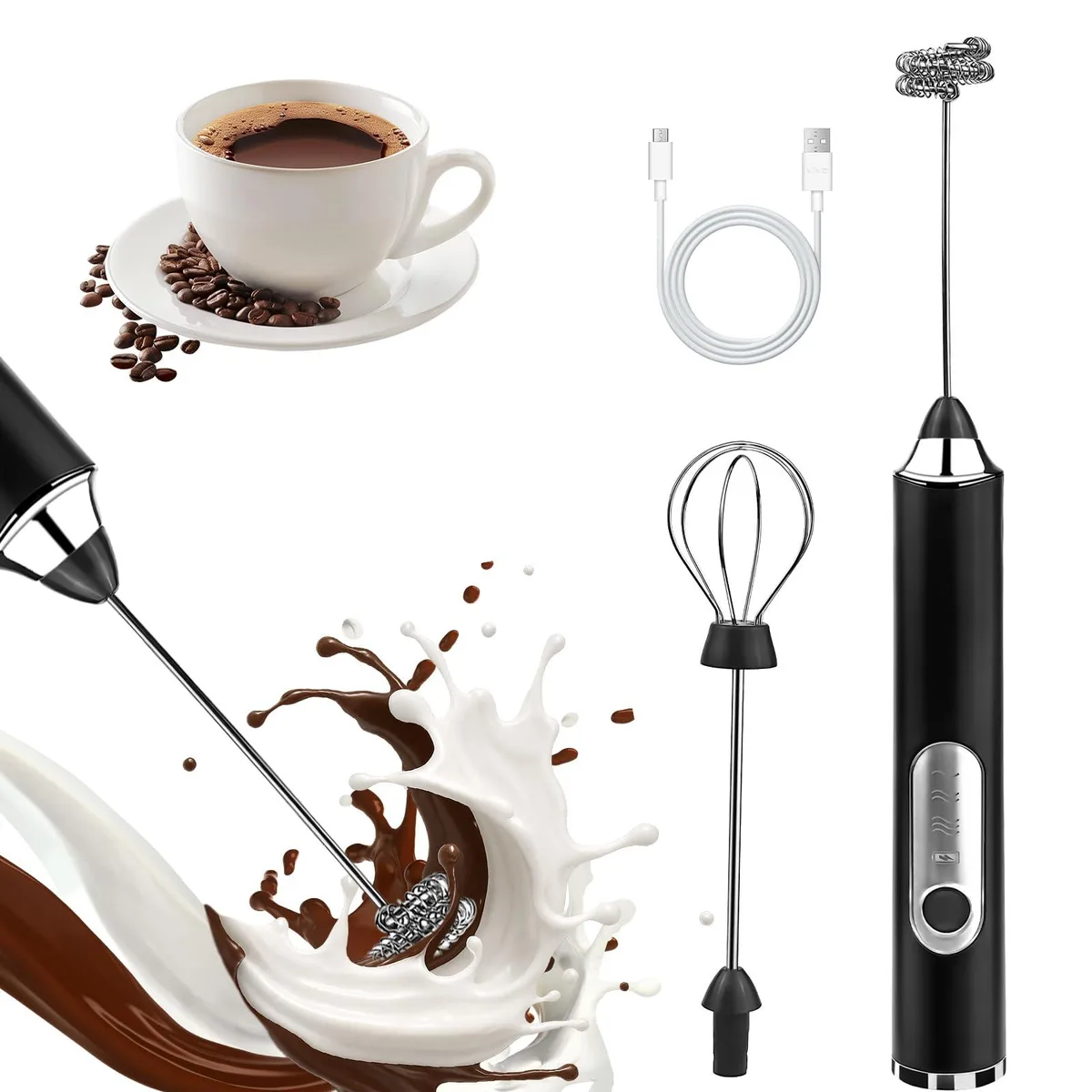  Brentwood MilkFrother SpaceInside White 1500mAh 3-speed .3 lb — product photo