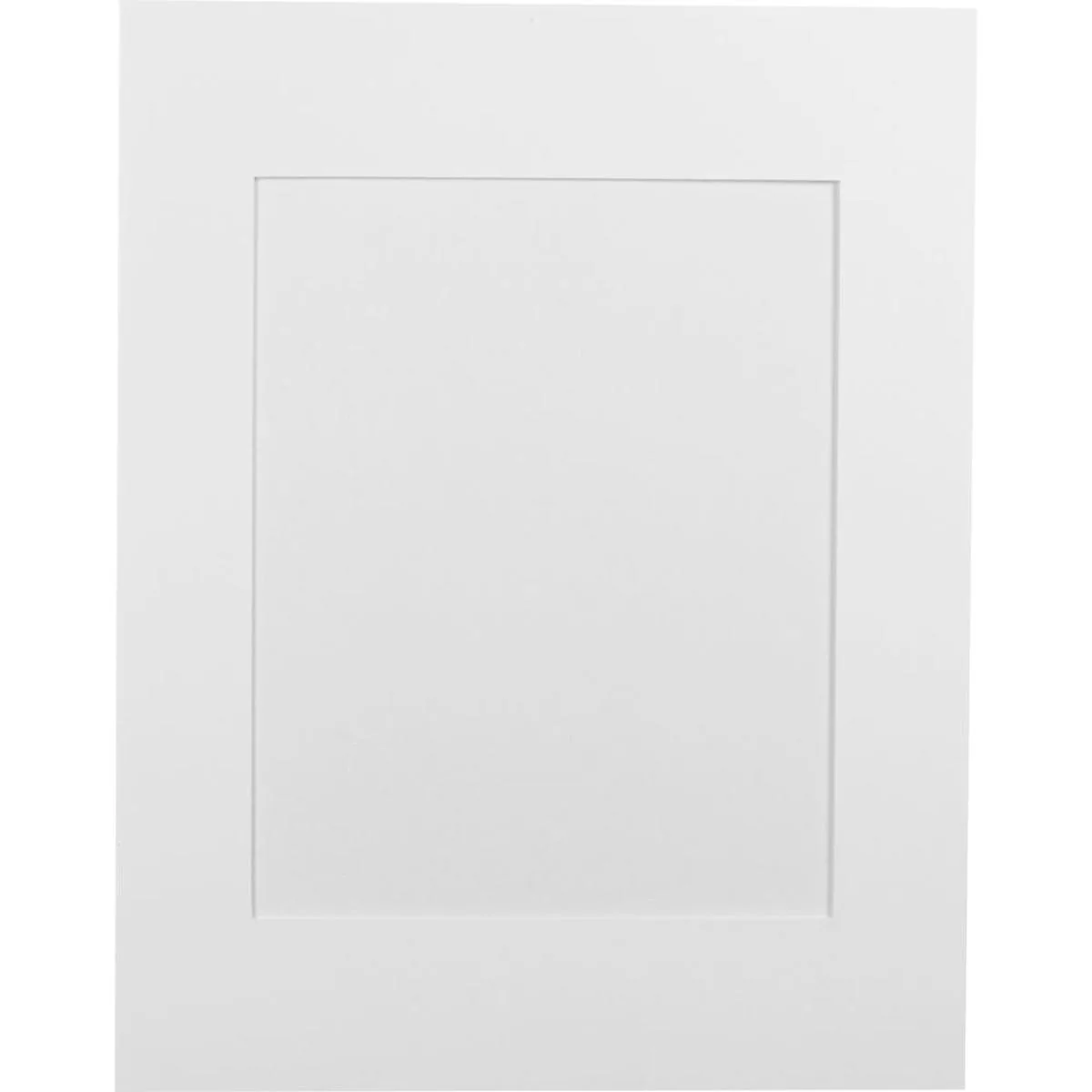 Bright white cotton mat with bevelled window opening for 11x14 inch print inside 16x20 inch frame
