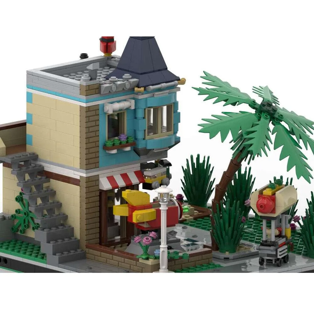ZITIANYOUBUILD ZITIANYOUBUILD MOC-81592 Modular Building Toy Store &amp; Apartment 1229 Parts — product photo