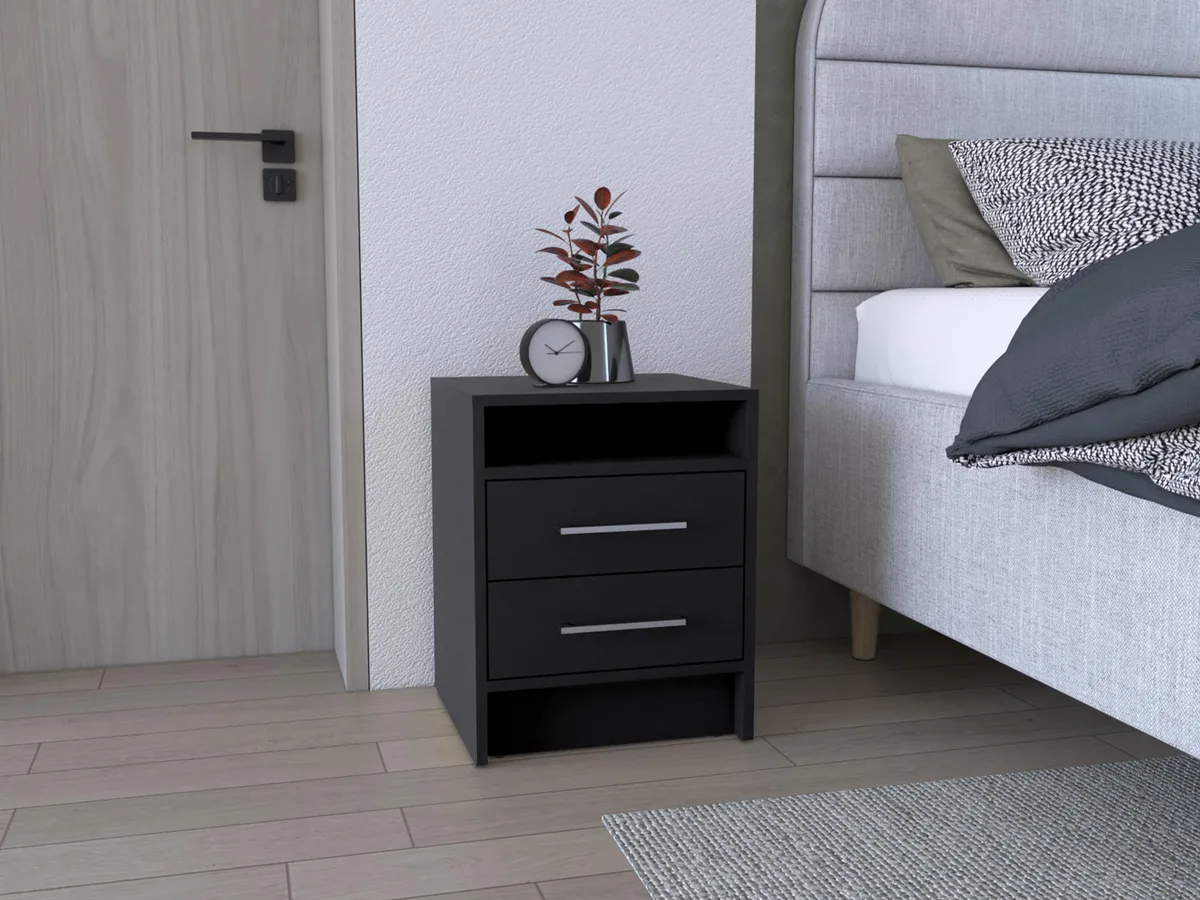 tuphen tuphen 24" Nightstand 2-Drawer Open Shelf Black — product photo