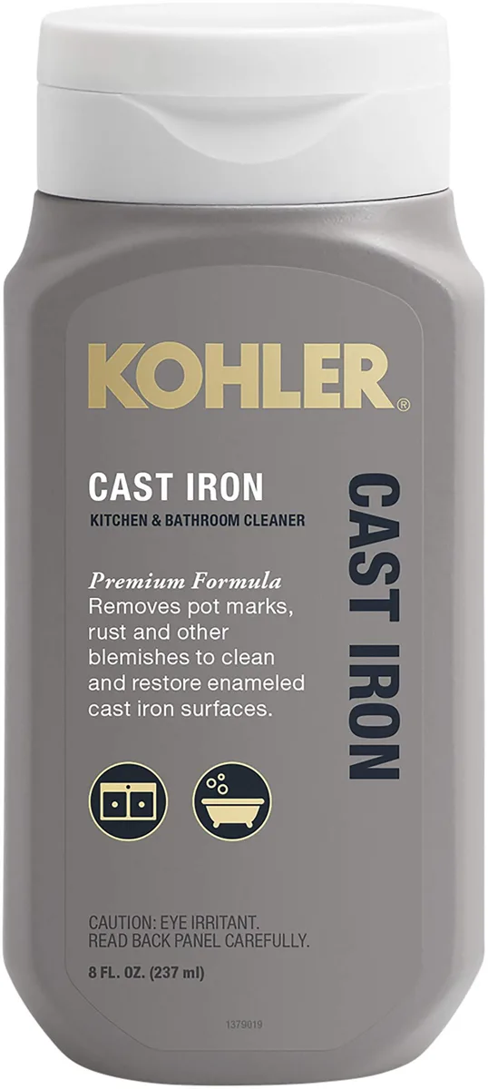 White squeeze bottle of cast iron cleaner, 8 oz