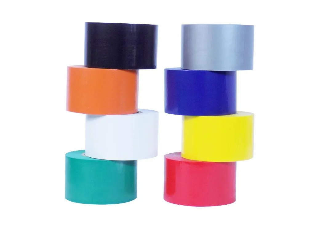 Eight rolls of coloured PVC electrical tape in a rainbow pack, each on a 1.5 inch core