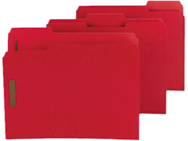 Smead Smead 14936 Pressboard Fastener File Folder, Letter, 1/3 Cut, Bright Red, 25/Box — product photo