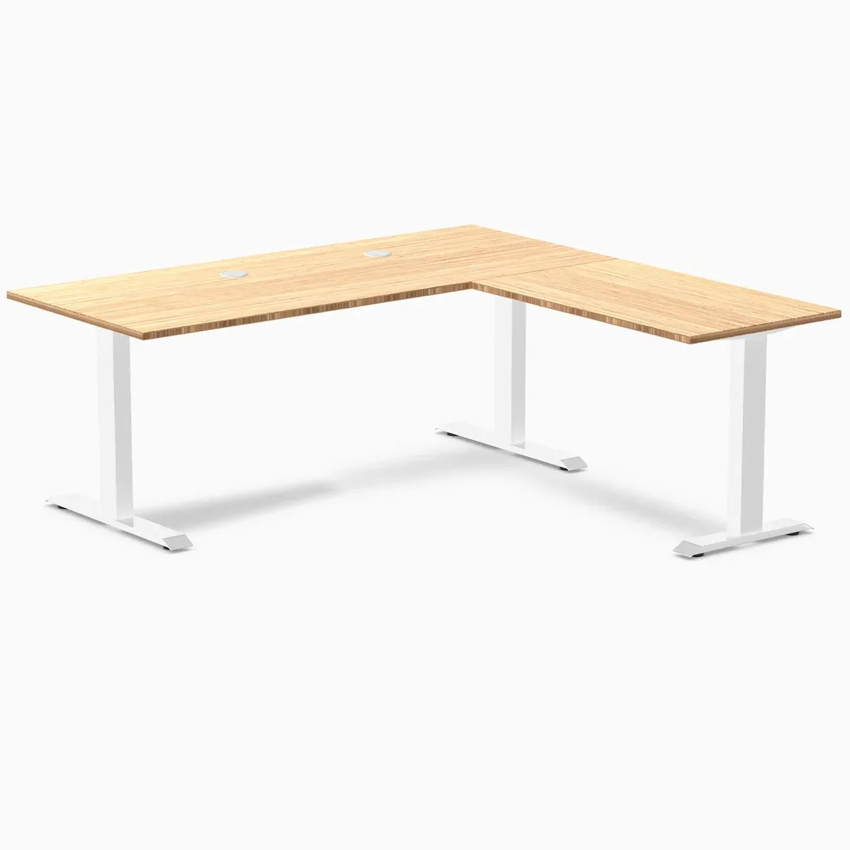 Desky Desky Zero Bamboo L-Shape Office Desk 72 x 30 x 70 x 24 in Bamboo White — product photo