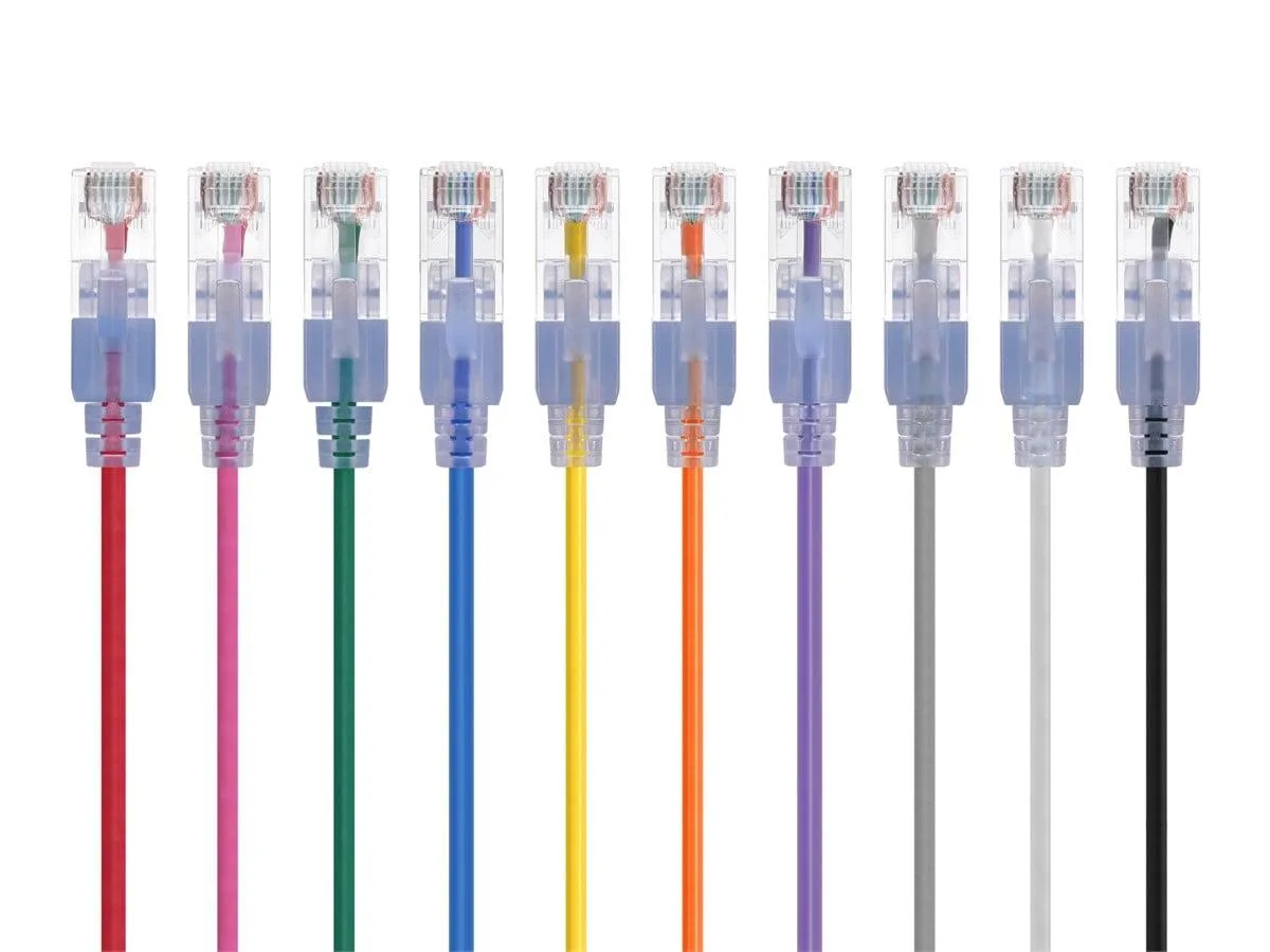 Monoprice Inc. Monoprice 129481 SlimRun Cat6A network ethernet cable 14ft 10-color 10-pack — product photo