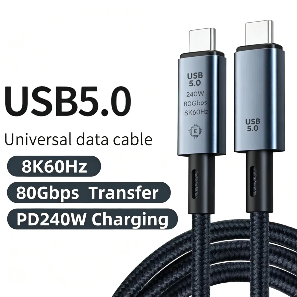 TelDaykemei TelDaykemei 240W USB 5.0 Cable 80Gbps Thunderbolt 5 1m — product photo