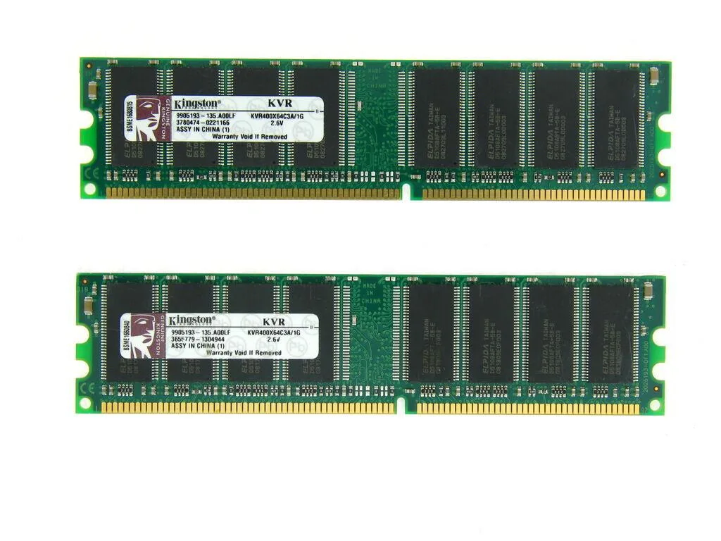 Kingston Technology Corp. Kingston Technology Corp. KVR400X64C3AK2/2G 2GB 2x1GB DDR1 desktop RAM — product photo