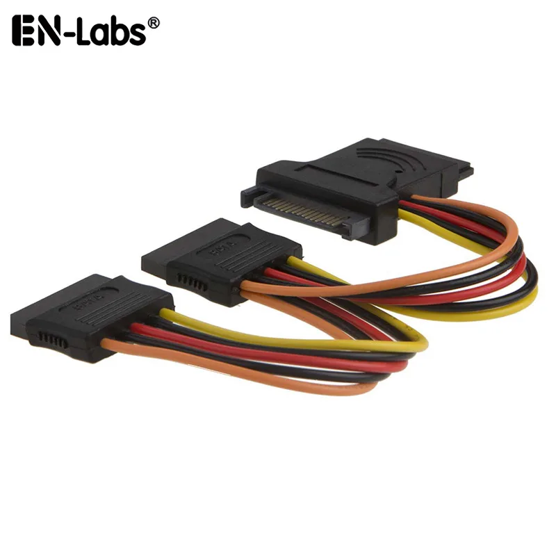 EN-Labs EN-Labs IDE23SATA8 SATA Power Splitter Cord 15-pin Male to 2 Female 8 inch 20AWG — product photo