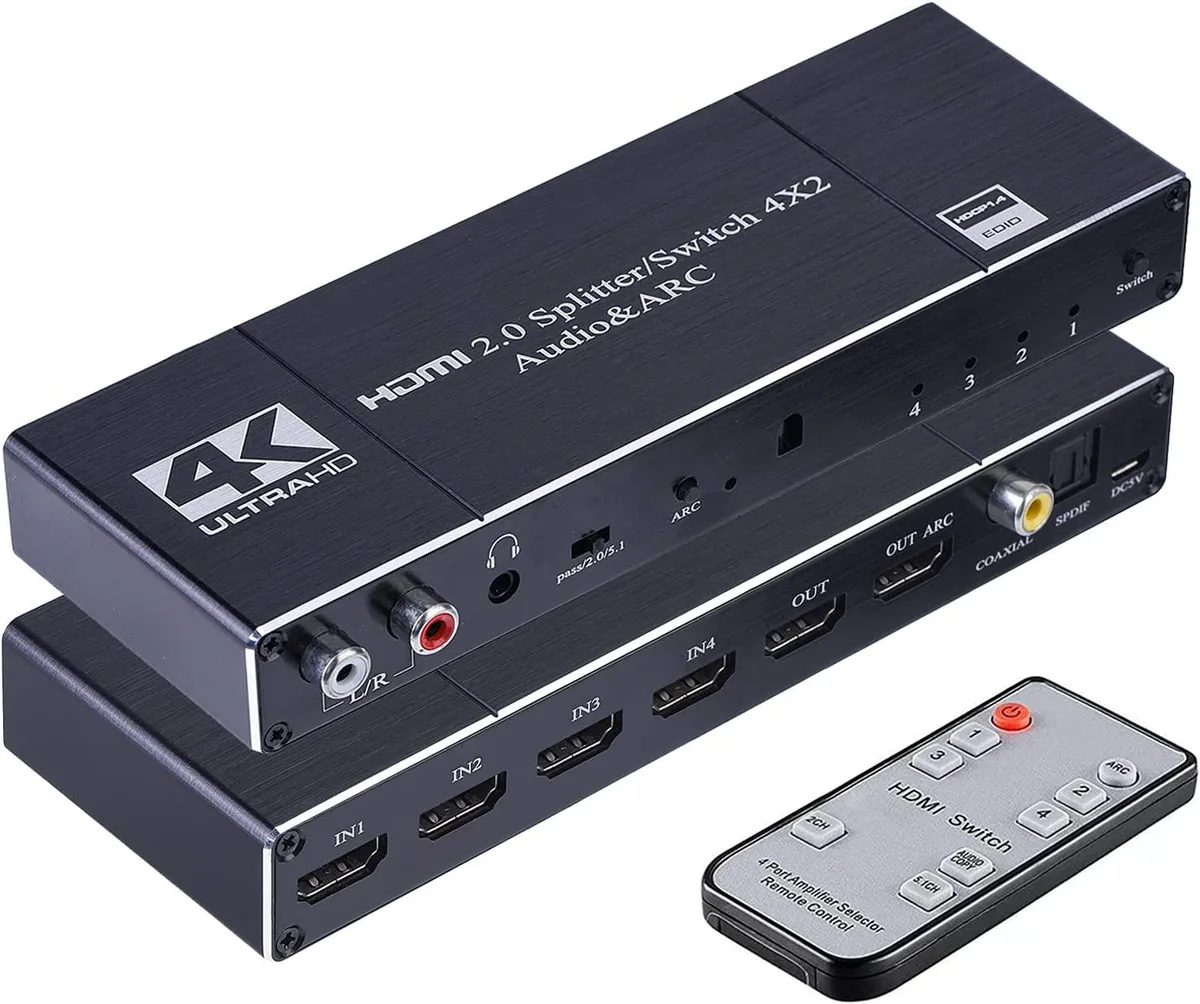 ESTONE ESTONE OZQ10 4K 60Hz HDMI 2.0 Switch 4x2 Audio Extractor — product photo