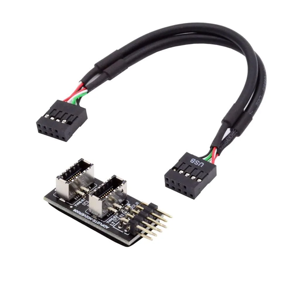 Fervit Fervit USB 2.0 9Pin 10Pin to Dual USB 3.1 Front Panel Adapter 20cm — product photo