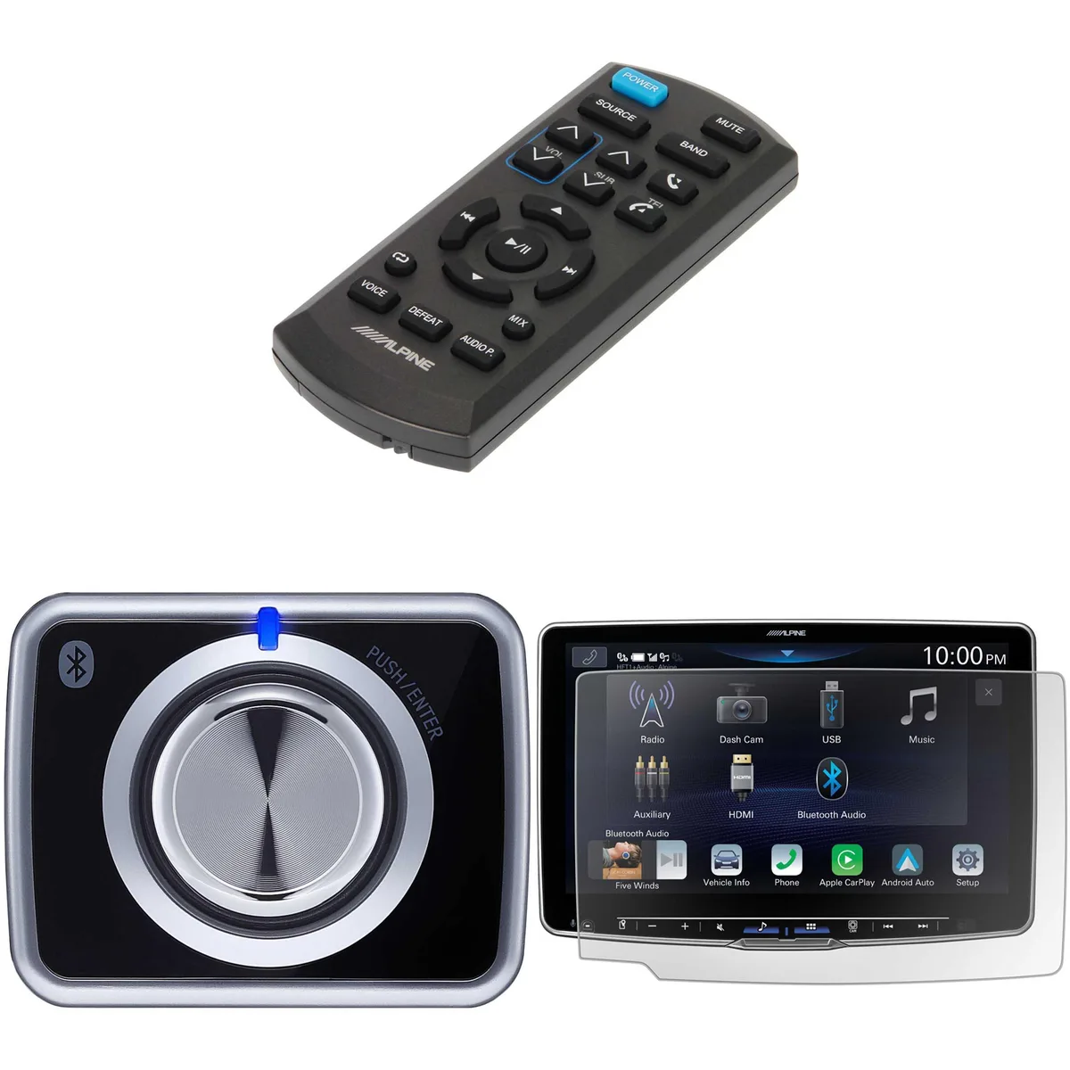Alpine Alpine RUX-H02 Bass Knob, KAE-HF11DA Screen Protector &amp; RUE-4360 Remote Bundle — product photo