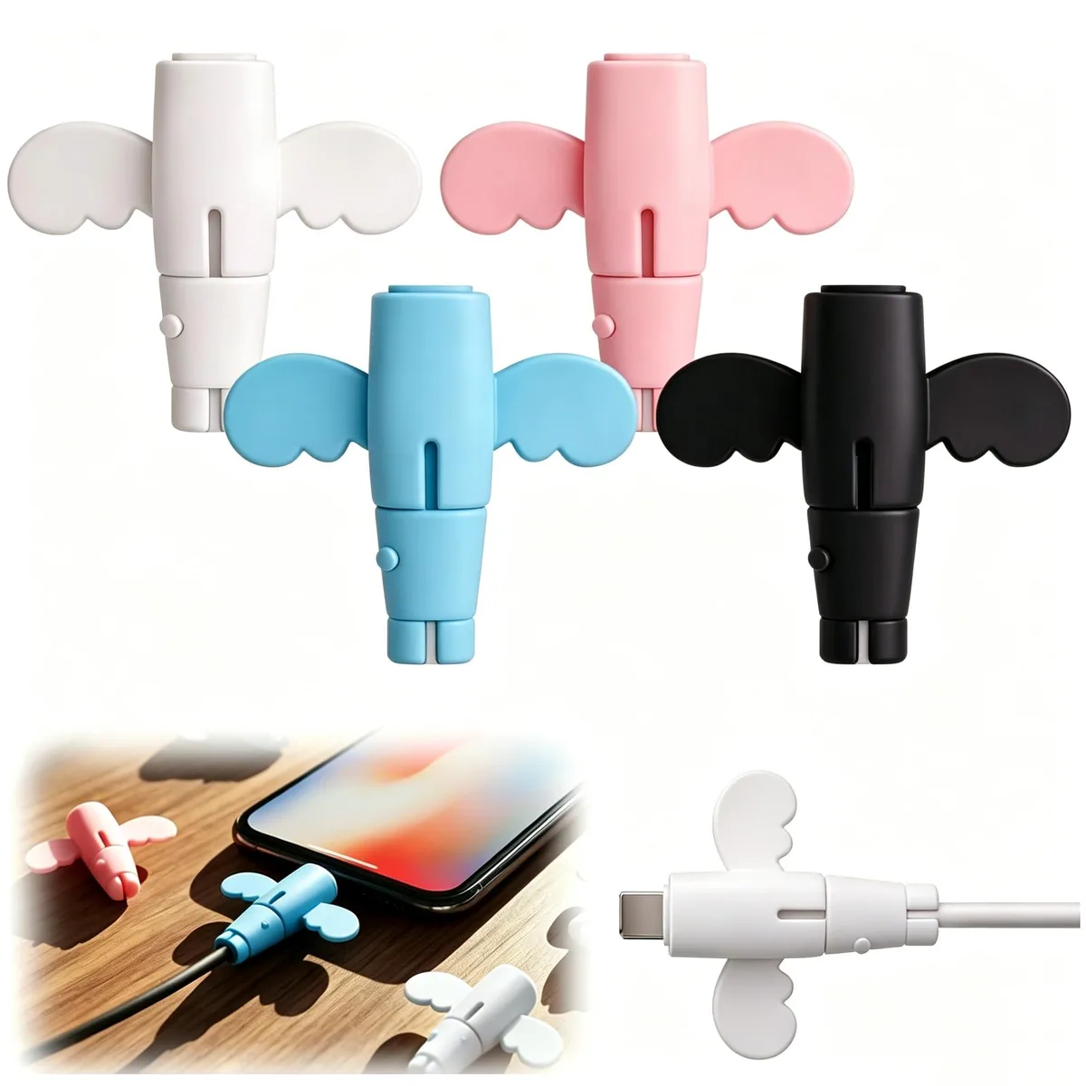 Silicone Charger Cable Protectors 4PCS Mix Cord Covers — product photo