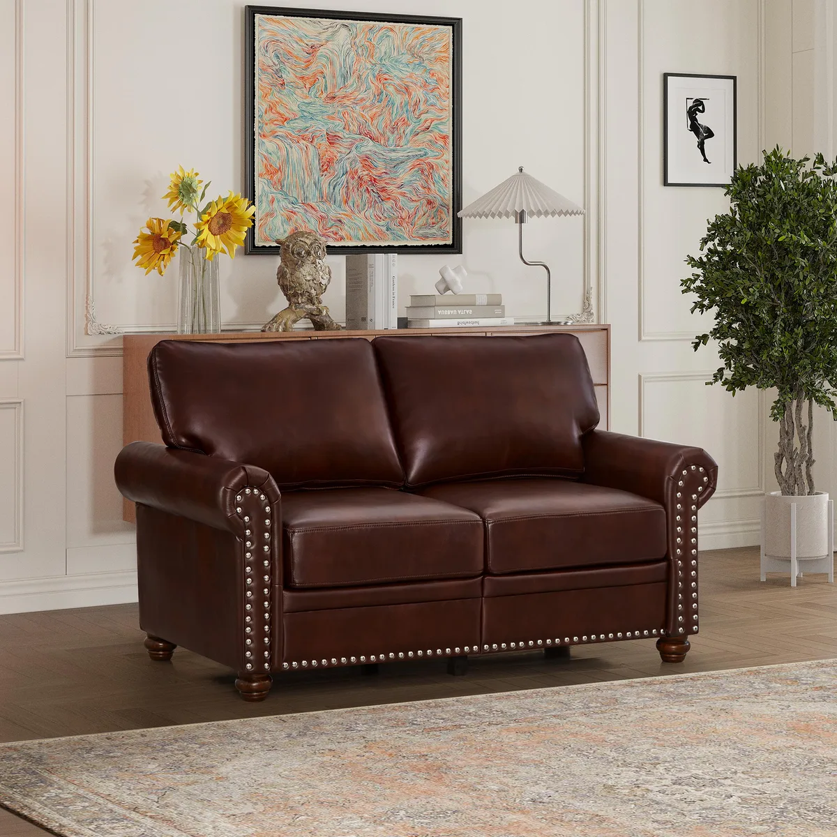 tuphen tuphen Sofa Loveseat Burgundy PU Leather Storage 600lbs — product photo