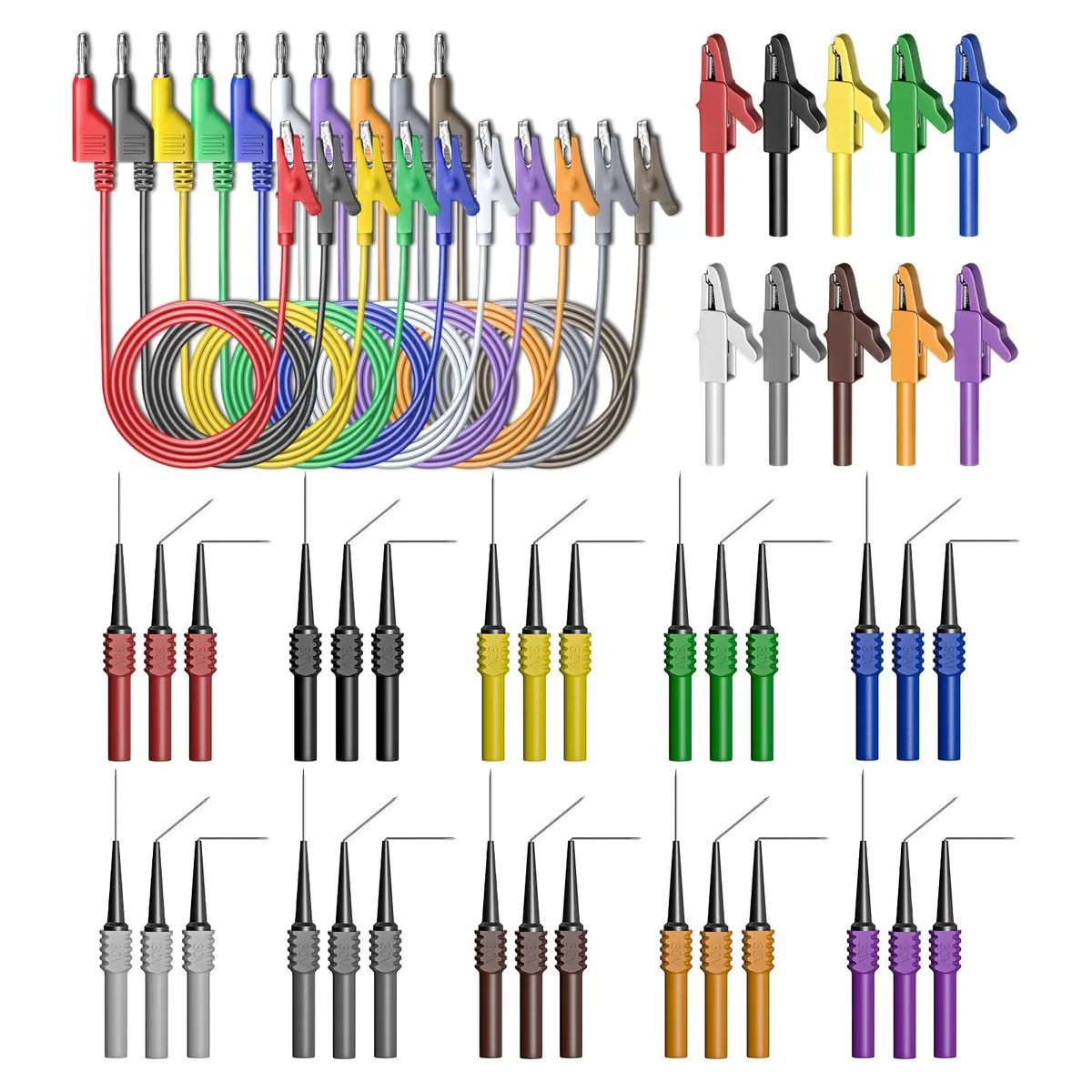 KEHIPI KEHIPI 50PCS Back Probe Kit 4mm Stackable Banana Plug Alligator Clip Test Leads 30PCS Pins electrician tool — product photo