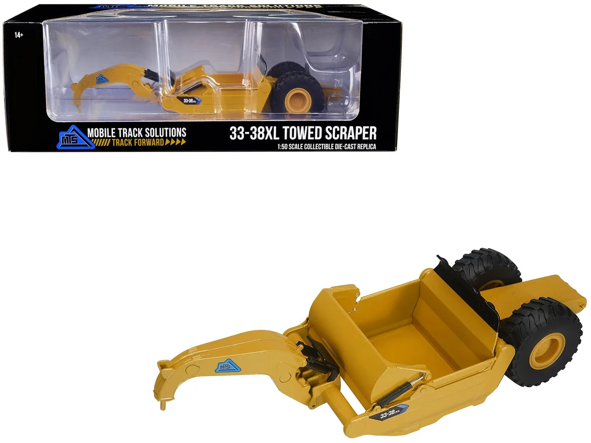 SpecCast Collectibles SpecCast Collectibles Mobile Track Solutions 33-38XL Towed Scraper Yellow 1/50 Diecast Model — product photo